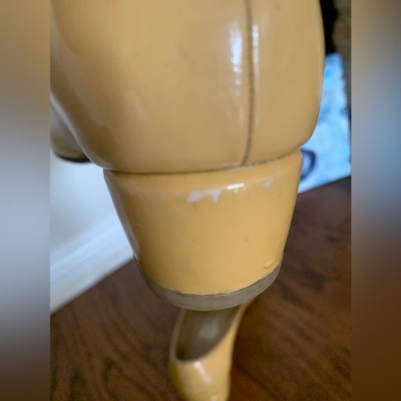 Salvatore Ferragamo Sz 6.5 Patent Yellow Leather Vara Bow Chunky Italy Ballet - Picture 4 of 13